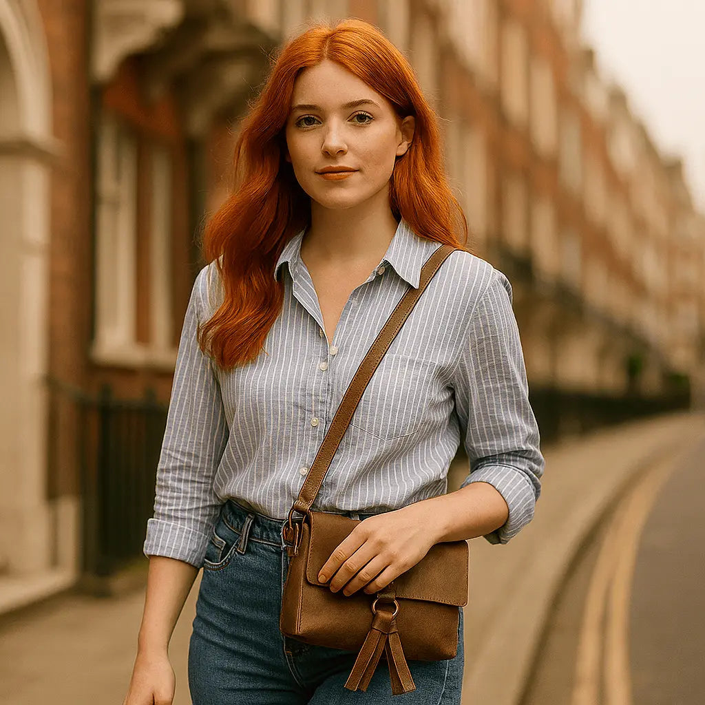 Pull-Up Brown Full-Grain Crossbody Bag