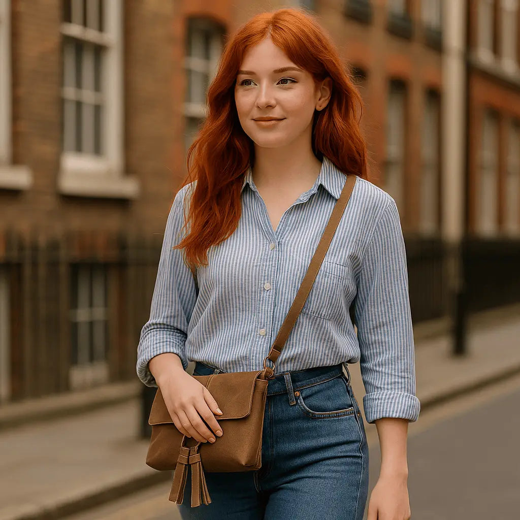 Pull-Up Brown Full-Grain Crossbody Bag