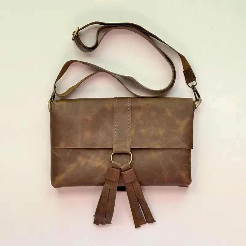 Leather Cross Bag Pullup Brown for Women.