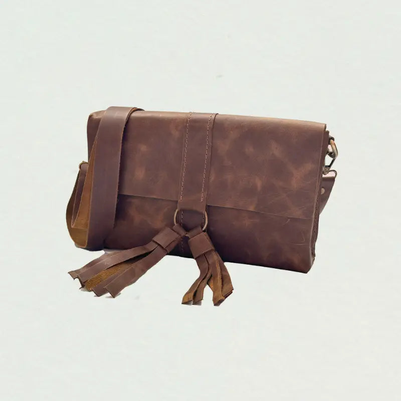 Leather Cross Bag Pullup Brown for Women.