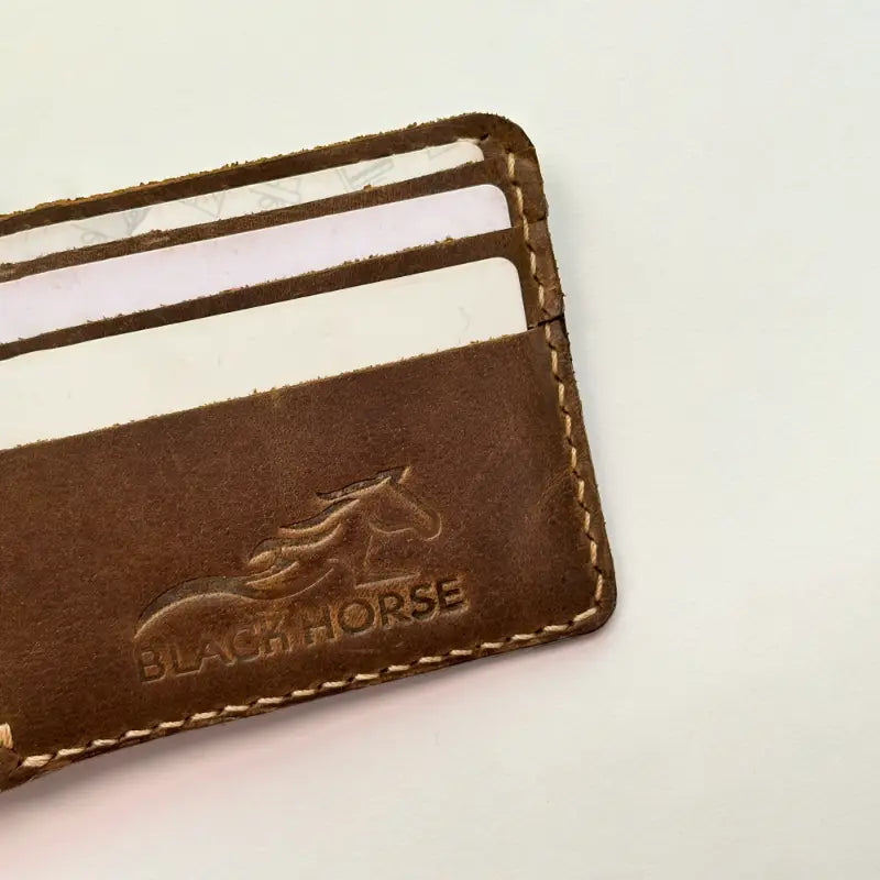 Bifold Leather Wallet with Mesh Card-ID, Brown.