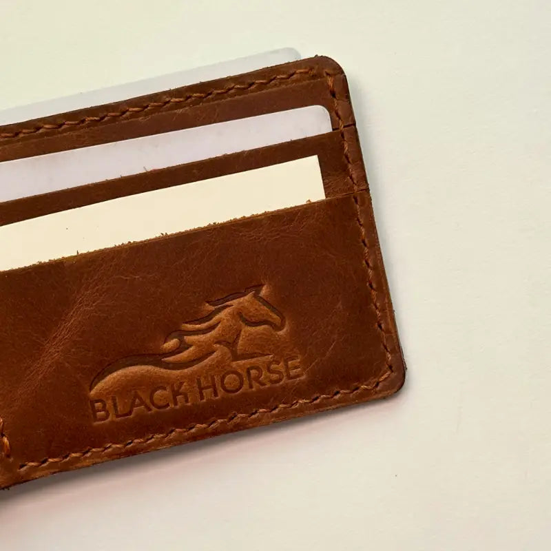 Leather Bifold Wallet with Mesh Card-ID, Reddish Brown.