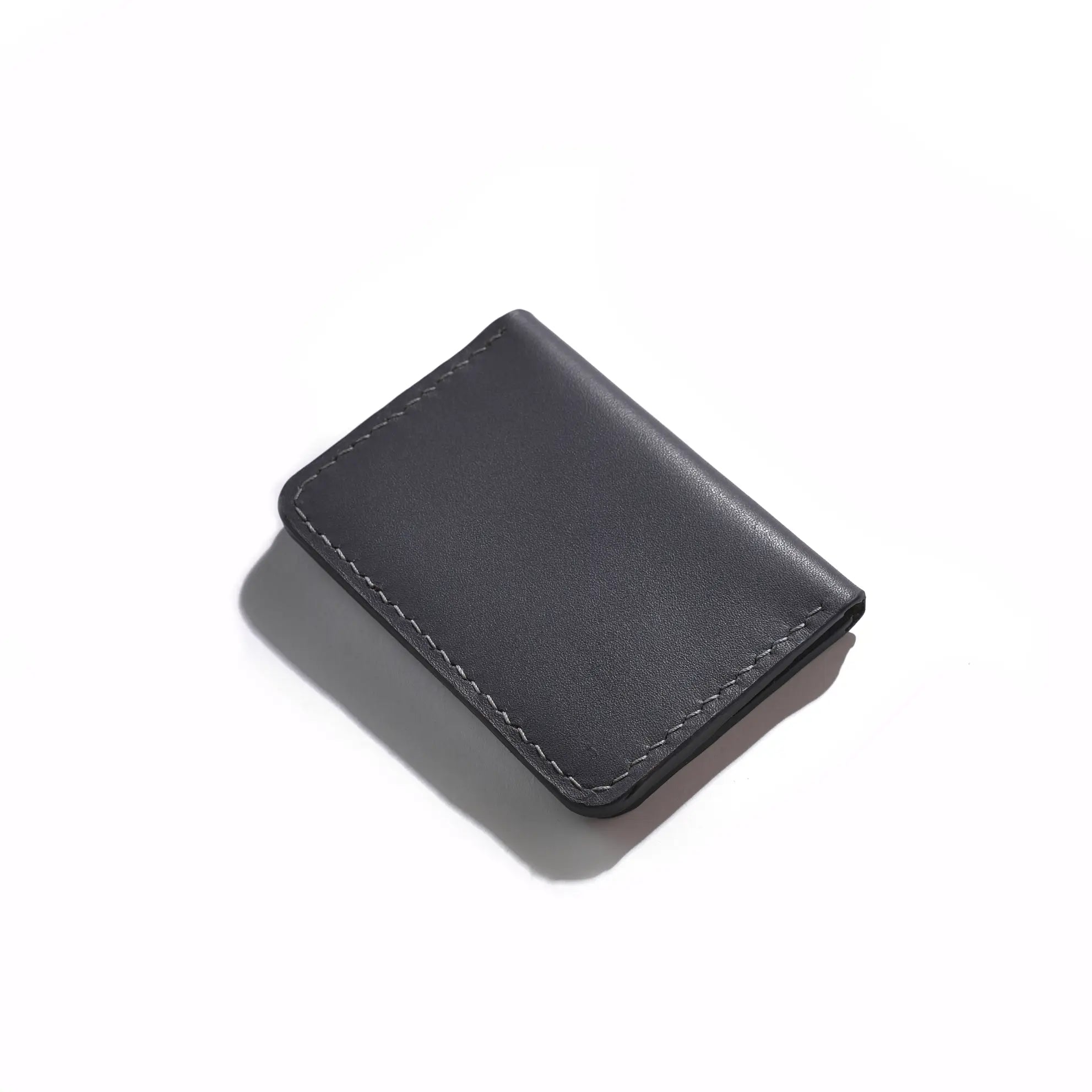 Bifold Leather Card Holder Slim Grey.