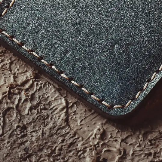 Bifold Leather Card Holder Slim Grey.