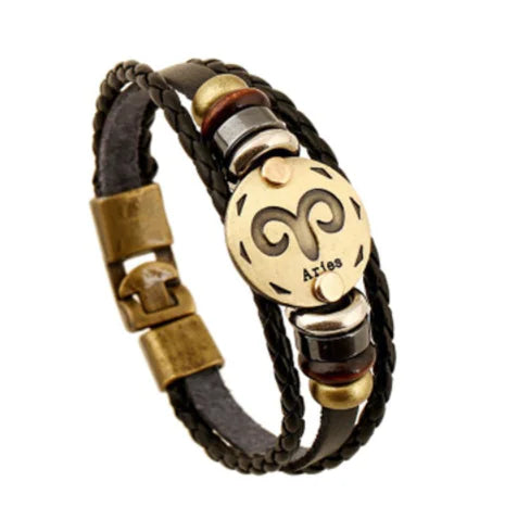 Zodiac Leather Bracelet - Woven Leather Accessory