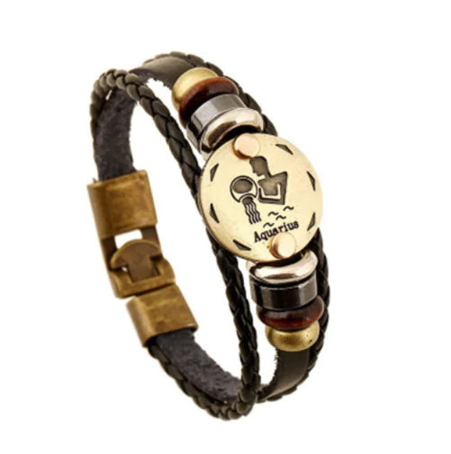 Zodiac Leather Bracelet - Woven Leather Accessory