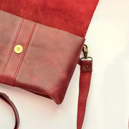 Leather Cross Bag Burgundy for Woman