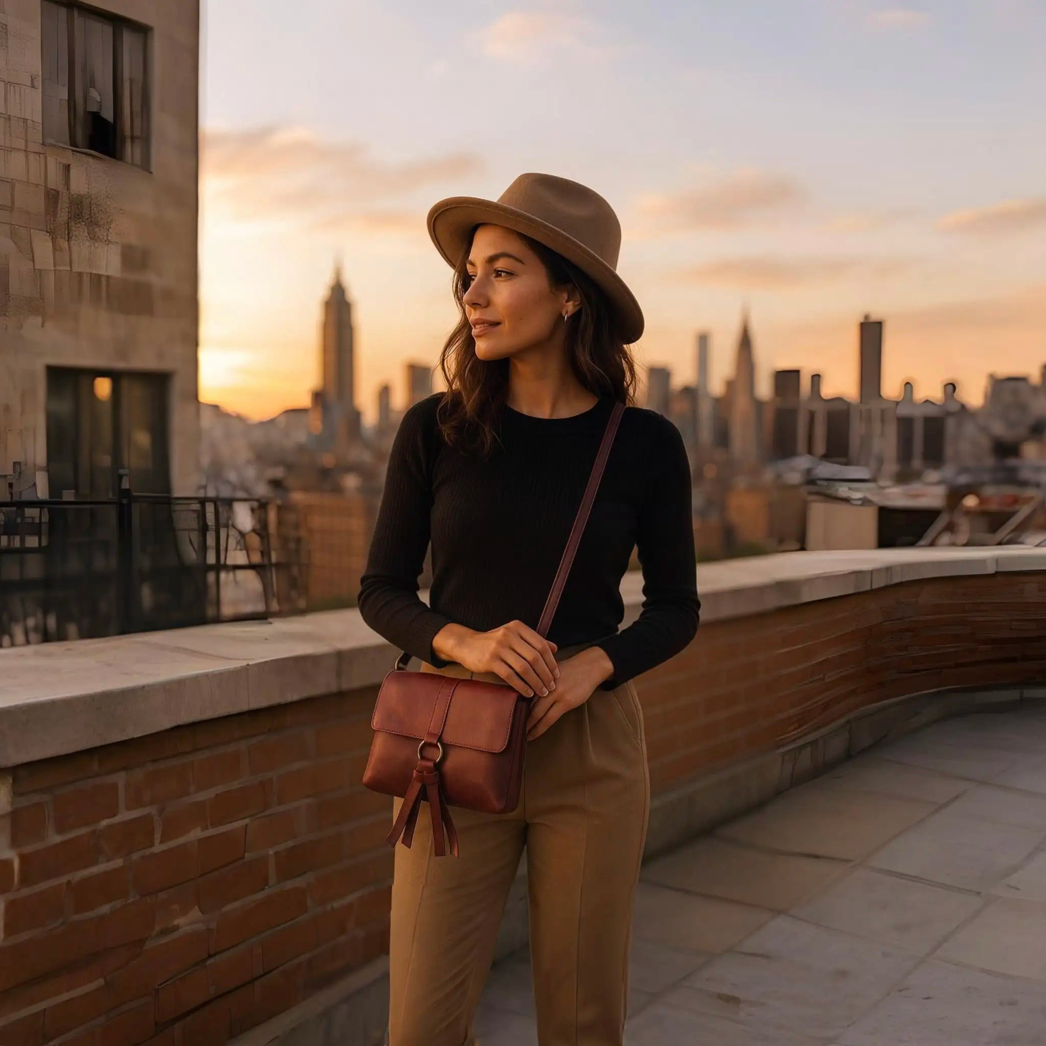 Burgundy Full-Grain Leather Crossbody Bag