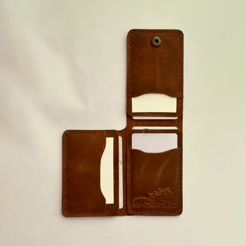 Trifold Leather Card Holder Reddish Brown.